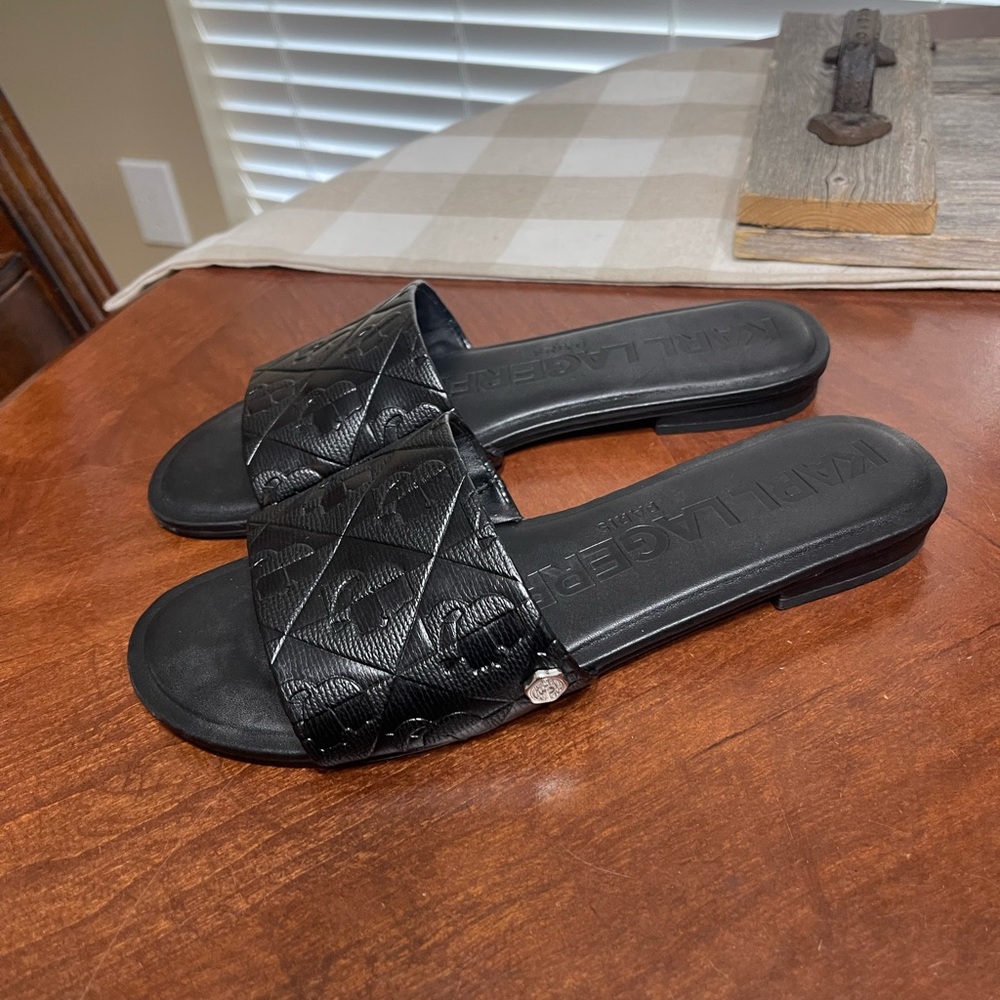 Karl Lagerfeld monogram slides sandals